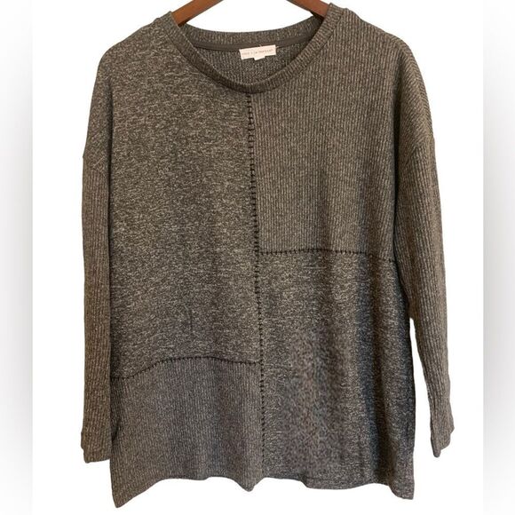 Coco + Jaimeson from Buckle Charcoal Gray/ Blk  Patchwork Scoop Neck Sweater XL - Picture 1 of 6